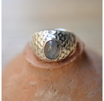 Bague chevalière pour homme pierre en Labradorite T63/65