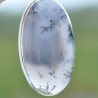Gros pendentif ovale argent et pierre Agate dendrite (blanc)