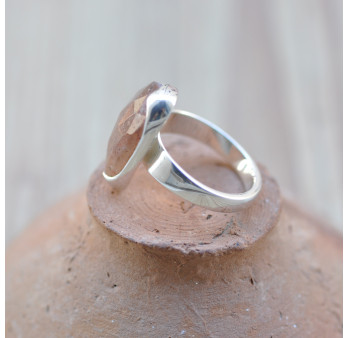 Bague argent et pierre en Quartz rutile à facettes (brun) T53