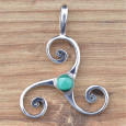 Pendentif Triskèle en argent et pierre naturelle Malachite