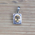 Petit pendentif coffre pierre naturelle Citrine facettes et argent