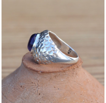 Bague mixte écailles en Améthyste et argent (violet) T54
