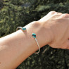 Bracelet jonc en argent et 2 pierres naturelles en Turquoise