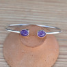Bracelet jonc en argent et 2 pierres naturelles en Améthyste (violet)