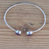Bracelet jonc en argent et 2 pierres naturelles en Améthyste (violet)