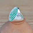 Grosse bague ronde petites pierres naturelles Agate verte et argent (vert) T57 Grosse bague ronde petites pierres naturelles Agate verte et argent (vert) T57