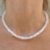 Gros collier pierres roues facettées en PIERRE DE LUNE arc-en-ciel (blanc)