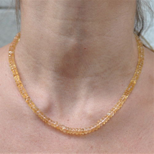 Collier pierres roues facettées en CITRINE (jaune)