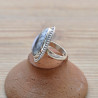 Grosse bague goutte argent ciselé et pierre Agate dendrite (blanc)