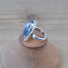 Bague rectangle en Corail fossilisé et argent ciselé T50