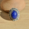 Magnifique bague massive argent ciselé avec pierre en lapis lazuli T55