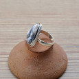 Bague triangulaire en pierre naturelle Agate dendrite et argent (blanc) T56 Bague triangulaire en pierre naturelle Agate dendrite et argent (blanc) T56