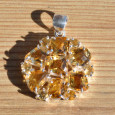 Pendentif argent 12 pierres griffées en citrine facettée