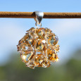 Pendentif argent 12 pierres griffées en citrine facettée
