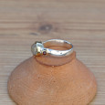 Bague fine en argent et argent doré pierre ronde Quartz rutile (doré) T58 Bague fine en argent et argent doré pierre ronde Quartz rutile (doré) T58