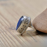 Bague ethnique et chic en argent avec pierre en Labradorite facettée en forme de goutte