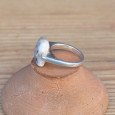 Bague pierre rectangulaire en Agate dendrite sur anneau massif argent (blanc) T56