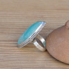 Grosse bague navette pierre naturelle Amazonite et argent tressé (vert)
