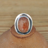 Bague rectangle en argent plat et Pierre de soleil T49