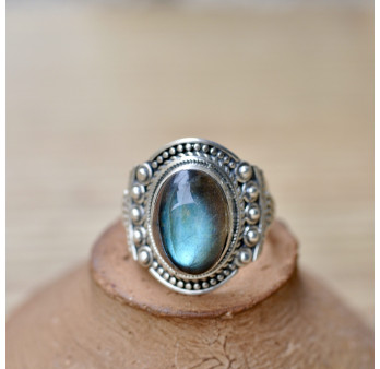 Bague ethnique en argent et pierre naturelle Labradorite
