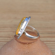 Belle bague goutte large en argent plat et Jaspe bourdon (jaune) T57 Belle bague goutte large en argent plat et Jaspe bourdon (jaune) T57
