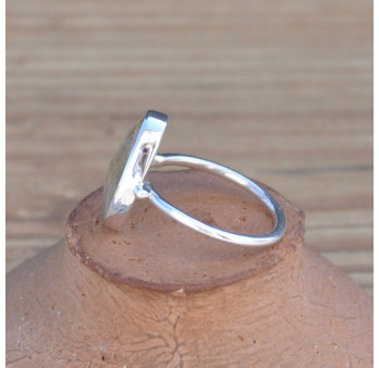 Petite bague en argent et pierre Quartz rutile facettée (brun) T53