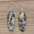 Boucles d'oreilles ovales en Jaspe orbiculaire et argent Boucles d'oreilles ovales en Jaspe orbiculaire et argent