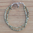 Bracelet 2 rangs pierre naturelle Oeil de chat facettées (vert)