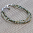 Bracelet 2 rangs pierre naturelle Oeil de chat facettées (vert)