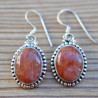Boucles d'oreilles argent ciselé PIERRE DE SOLEIL ovales