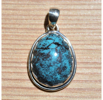 Pendentif argent pierre en turquoise du Tibet