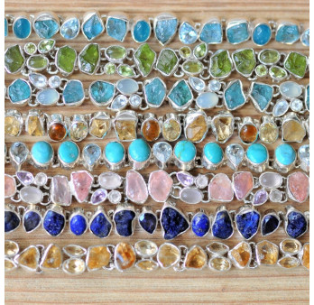 Bracelet argent 32 pierres en péridot vert