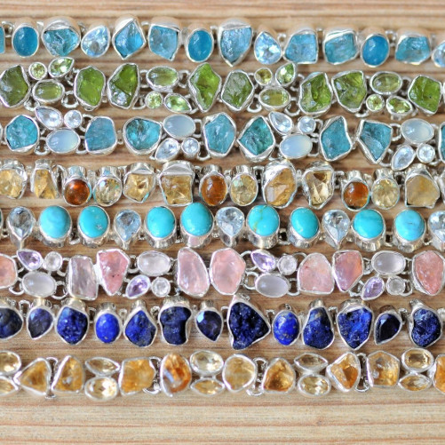 Bracelet argent 32 pierres en péridot vert