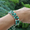 Bracelet argent 2 rangs 30 pierres en malachite