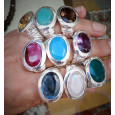 Bague horizontale argent et pierre ovale en Quartz fumé (brun) T57