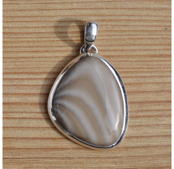 Gros pendentif argent pierre goutte en pierre de silex