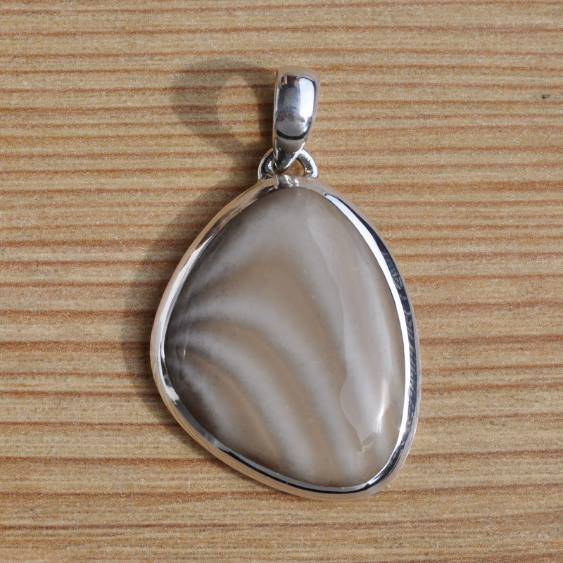 Gros pendentif argent pierre goutte en pierre de silex
