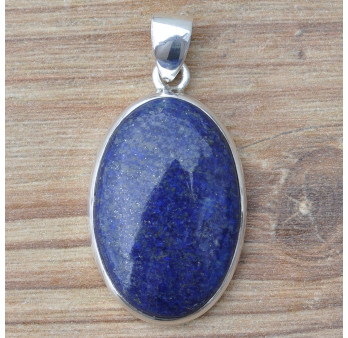 Pendentif ovale argent et pierre Lapis lazuli bleu