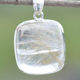 Pendentif rectangulaire pierre Quartz rutile et argent 925 Pendentif rectangulaire pierre Quartz rutile et argent 925