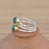 NEW! Bague moderne 3 anneaux soudés et 3 pierres Malachite
