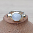 Bague argent et argent doré Pierre de lune (blanc) T54/55 Bague argent et argent doré Pierre de lune (blanc) T54/55
