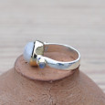 Bague argent et argent doré Pierre de lune (blanc) T54/55 Bague argent et argent doré Pierre de lune (blanc) T54/55
