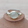 Bague argent et argent doré 3 pierres cabochon Prehnite
