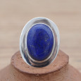 Bague ovale pierre Lapis lazuli et argent plat T52