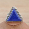 Bague triangulaire en Lapis lazuli et argent strié T59