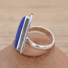 Bague triangulaire en Lapis lazuli et argent strié T59