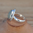 Bague goutte argent strié et pierre Prehnite T52 Bague goutte argent strié et pierre Prehnite T52