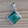 NEW ! Petit pendentif losange en pierre Malachite et argent