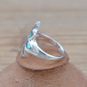 Bague argent aux 7 feuilles en coquillage d'Abalone (vert) (bleu)