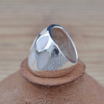 Bague bombée large en argent et Nacre (blanc) T50/52
